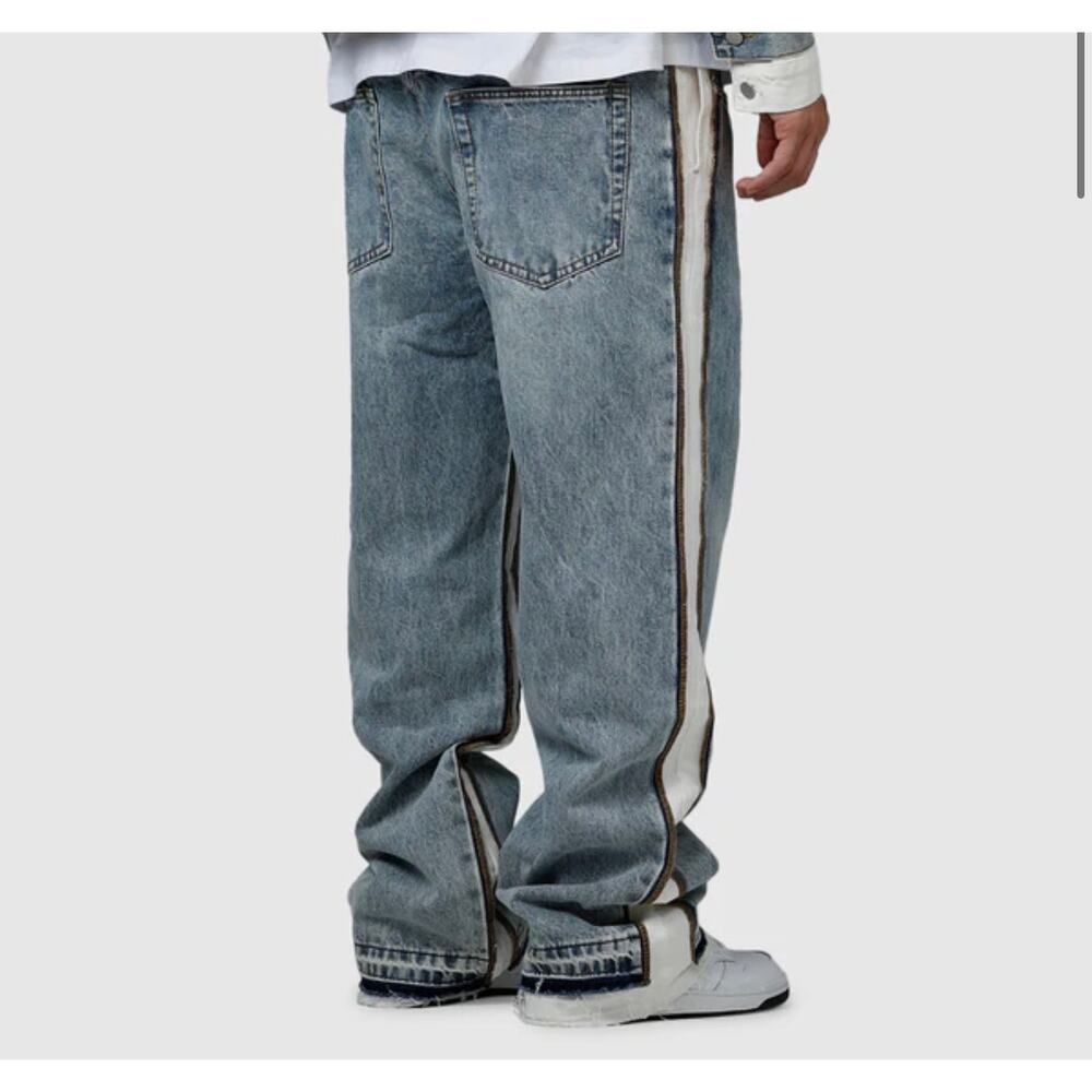 New MNML ULTRA BAGGY BORDER GN8 DENIM JEANS 31 - Picture 3 of 8